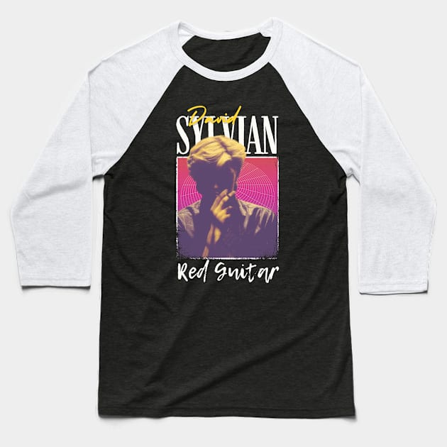 David Sylvian Vintage 1970 // Red Guitar Original Fan Design Artwork Baseball T-Shirt by A Design for Life